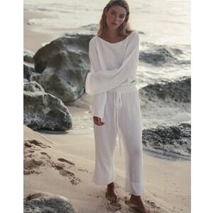 The Handloom Los Angeles Paloma Paper Bag Pants -‎ White Cotton S/M